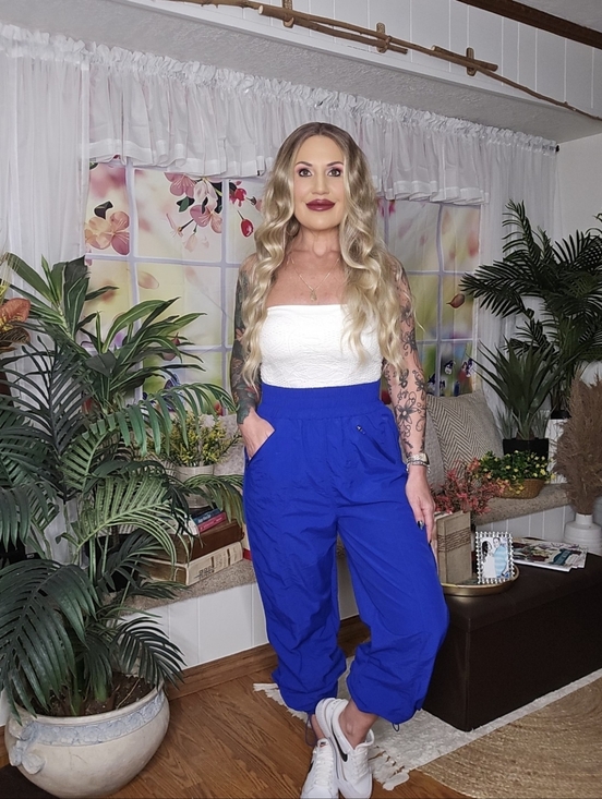 Zenana Outfitters Pants - Bright Blue Windbreaker Joggers